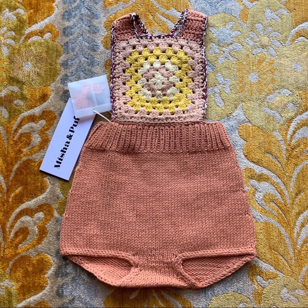 Misha and puff sunsuit romper in clay